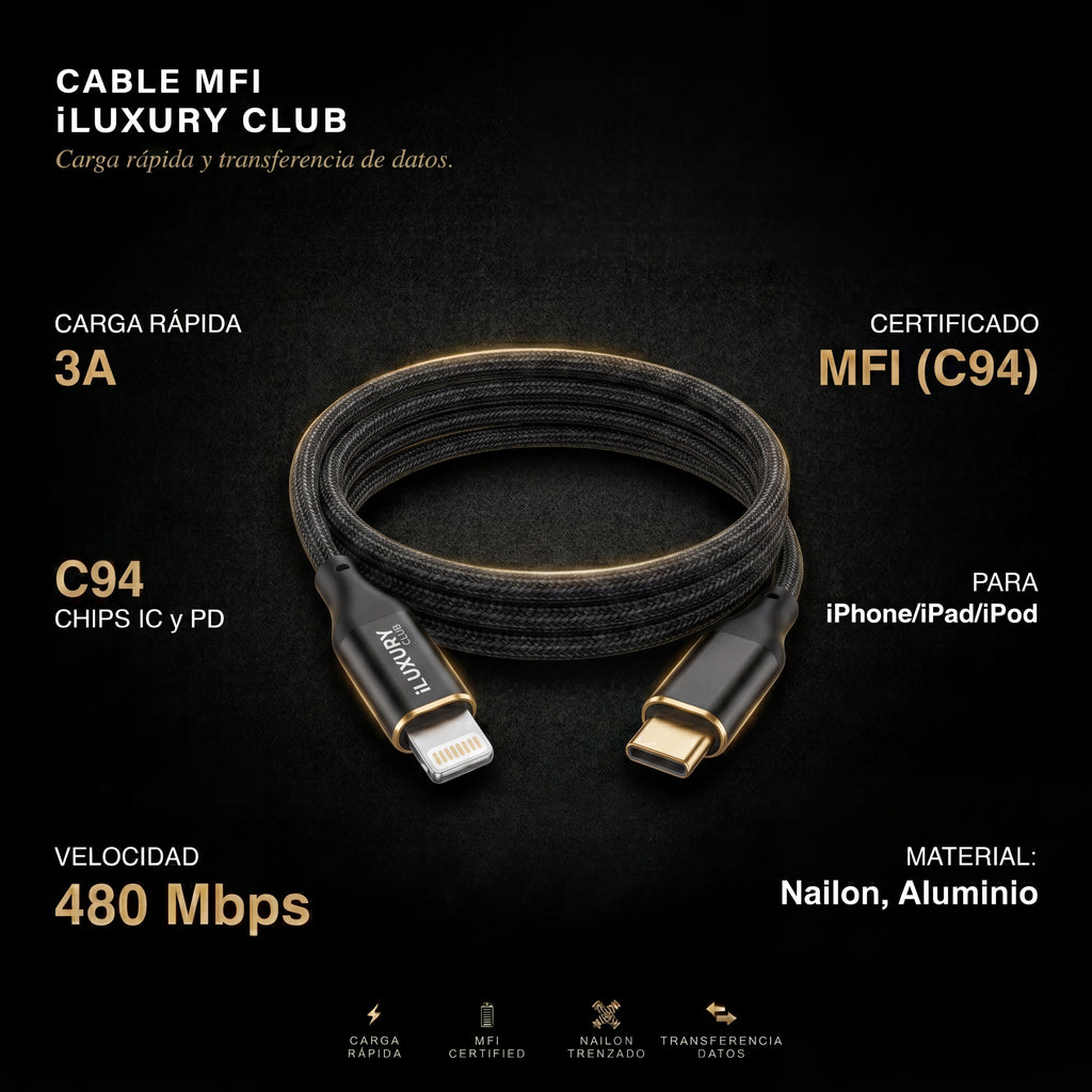 Cable Tipo C A Lightning MFI 1 metro